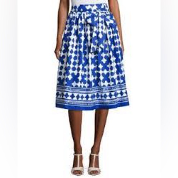 Kate Spade New York Blue and White Lantern Cotton Skirt 2 $178 - Picture 1 of 8